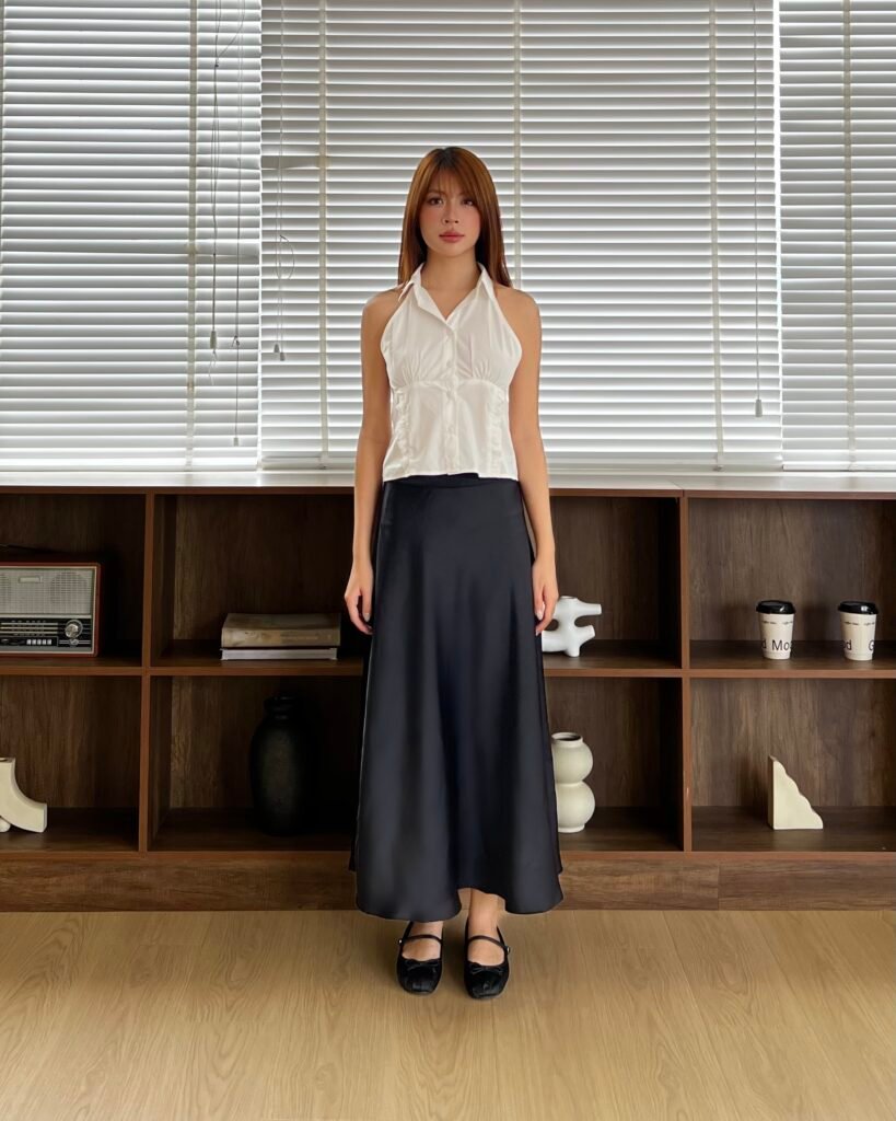 Halter Top & Silk Length Skirt
